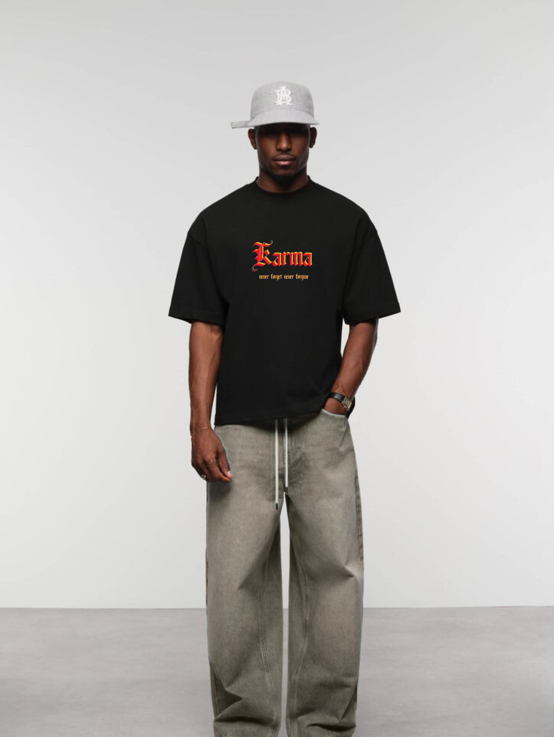 Unisex Oversized T-Shirt Drop Shoulder- Karma design