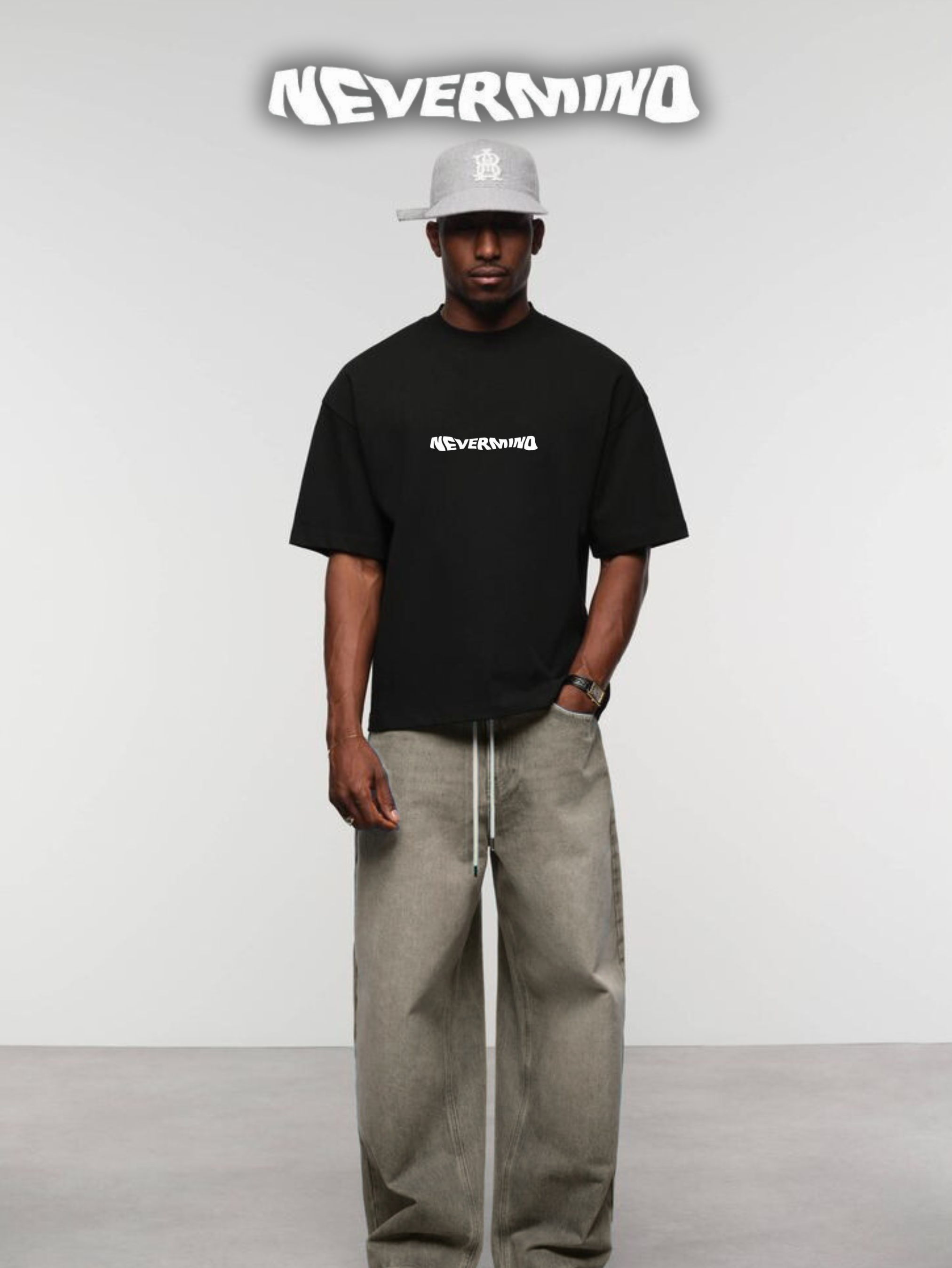 Unisex Oversized T-Shirt Drop Shoulder - Nevermind